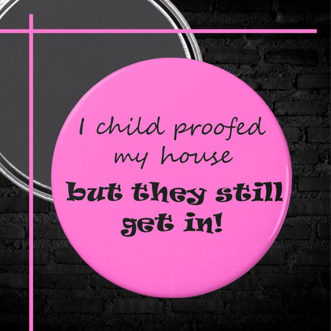 Föräldrar humor skämtar om modern novelty för skri magnet (Funny black and pink typography cute gift idea. Simple, minimalist script quote magnet for her.)