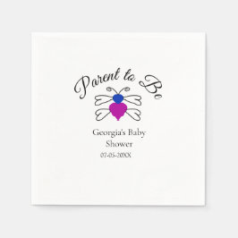 Föräldrar som ska vara blått rosa babyduschhonungs pappersservett