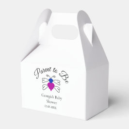 Föräldrar som ska vara blått rosa babyduschhonungs presentaskar