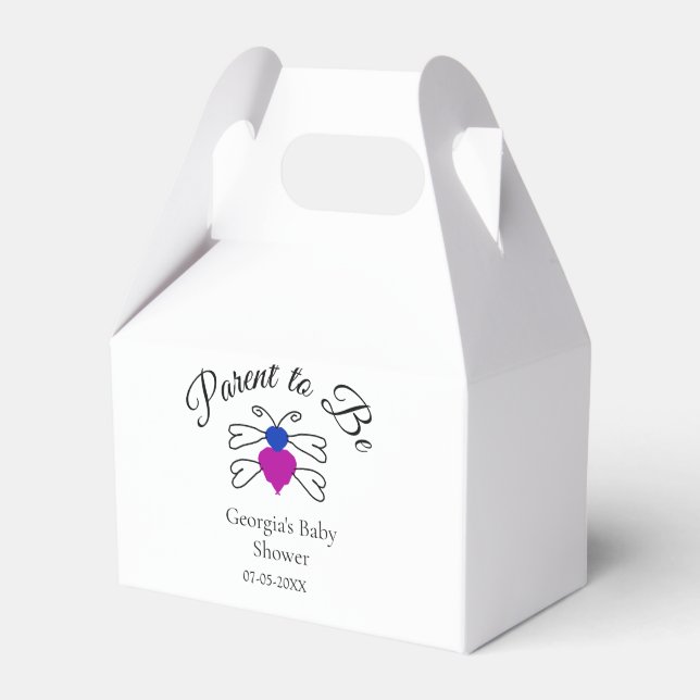 Föräldrar som ska vara blått rosa babyduschhonungs presentaskar (Framsidan Sidan)