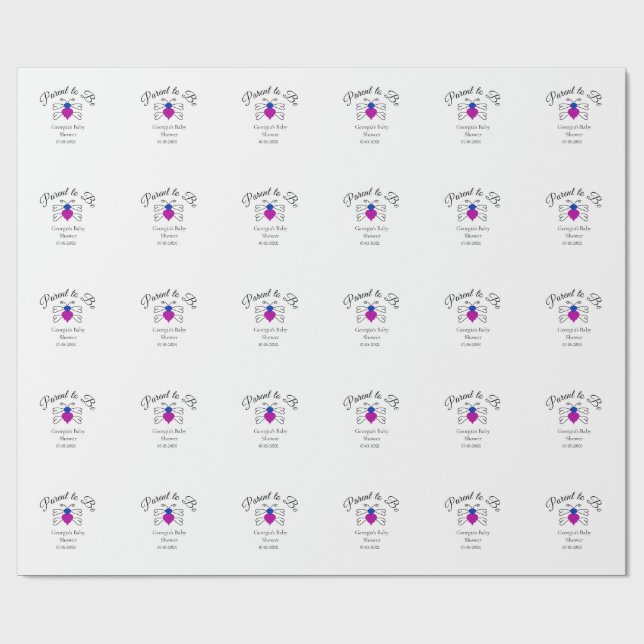 Föräldrar som ska vara blått rosa babyduschhonungs presentpapper (Platt)