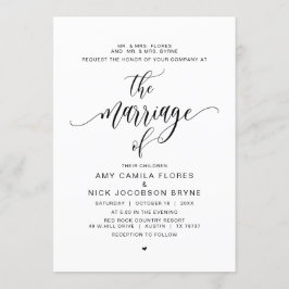 Föräldrar som värd,Modern svart kalligrafi, Gifter Inbjudningar