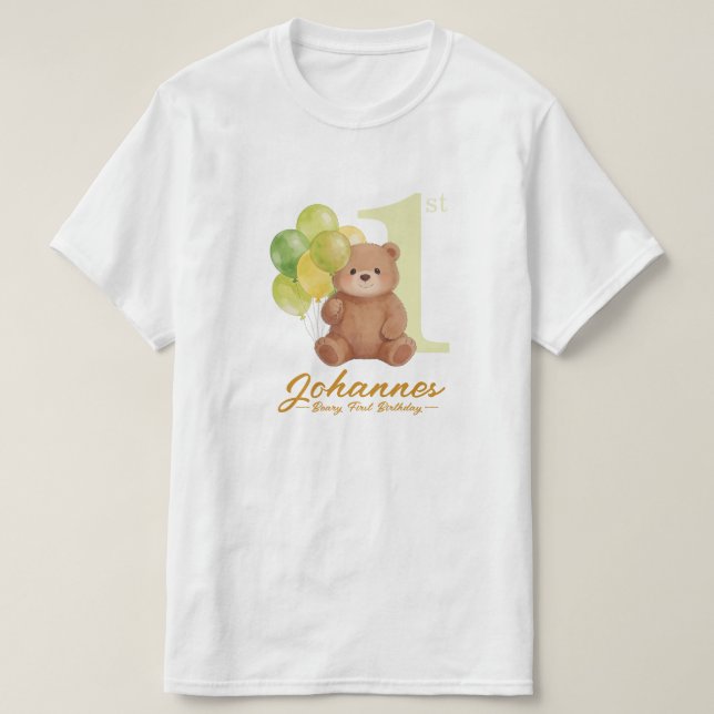 Föräldrar T-shirt för Björnens Första Födelsedag (Design framsida)