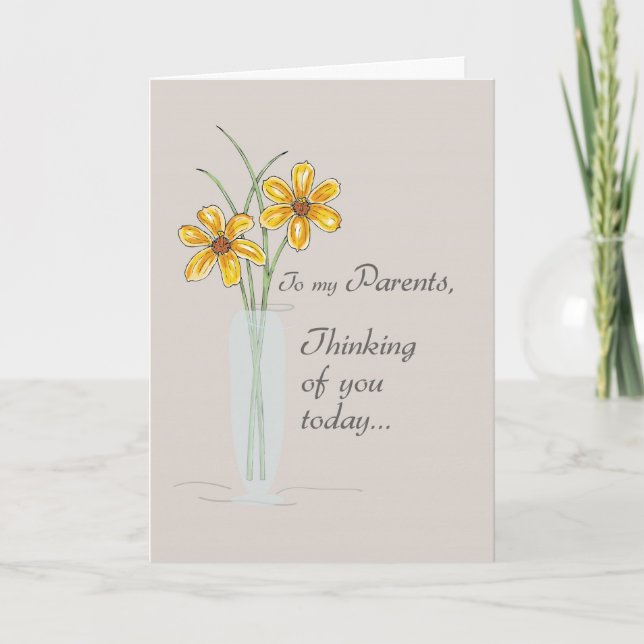 Föräldrar, tänker på er två blommor Vas Kort (Framsida)