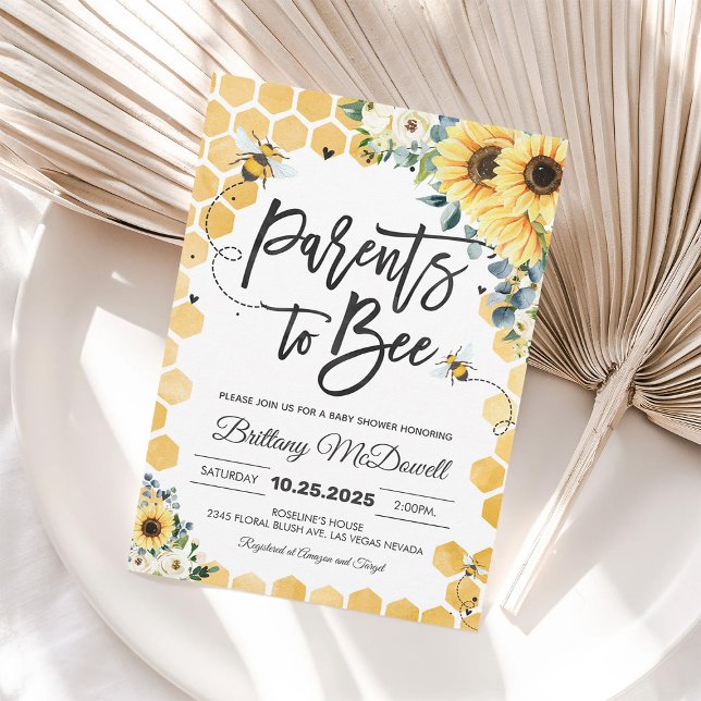Föräldrar till Bee Baby Shower Inbjudningar (Skapare uppladdad)