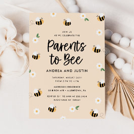 Föräldrar till Bee Bumblebee Blommigt Baby Shower Inbjudningar