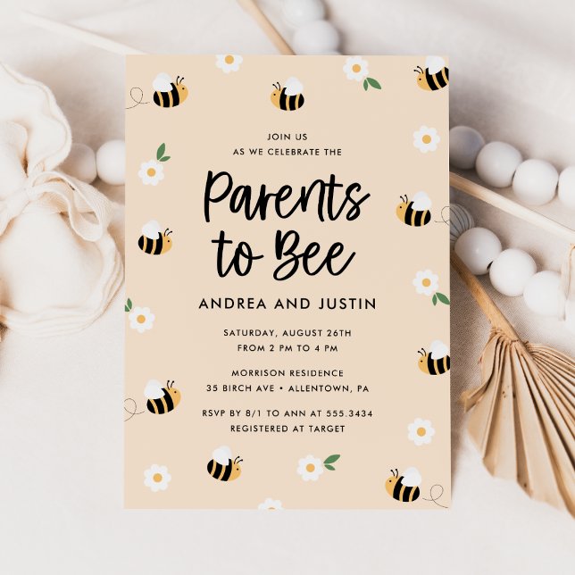 Föräldrar till Bee Bumblebee Blommigt Baby Shower Inbjudningar (Skapare uppladdad)