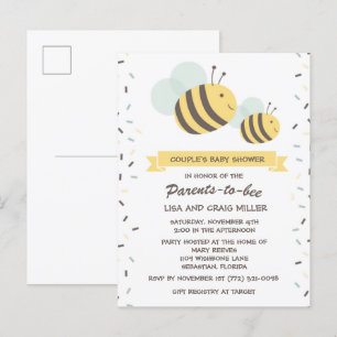 Föräldrar till Bee Bumblebee Couples Baby Shower I Inbjudan Vykort