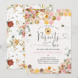 Föräldrar till Bee Vår Boho Wildblomsterbabyskor Inbjudningar