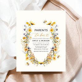 Föräldrar till Bee Wildblomme Par Baby Shower Flygblad