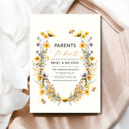 Föräldrar till Bee Wildblomme Par Baby Shower Inbjudningar