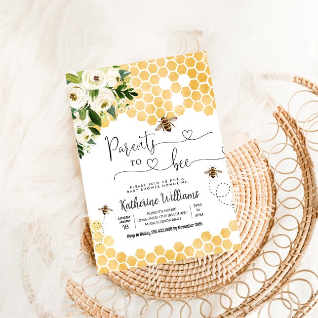 Föräldrar till bihonungsbin, tema för babyskor inbjudningar (Skapare uppladdad)