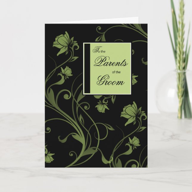 Föräldrar till Groom-Grattisar, Svart och Grönt Kort (Framsida)