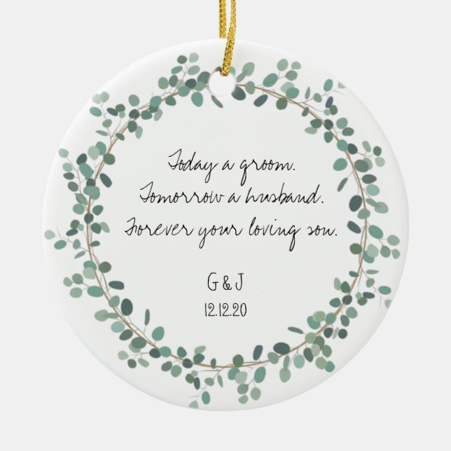 Föräldrar till Groom Ornament Gift - Greenery (Framsidan)