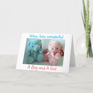 FÖRÄLDRAR TILL TVÅ BOY/TVÅ GIRL GRATTISAR KORT