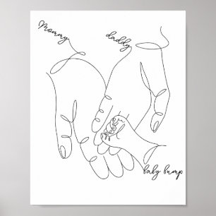 Föräldraranläggning och baby som håller händer poster