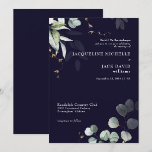 Föräldrarna i marinen Eucalyptus Elegance Bride Br Inbjudningar