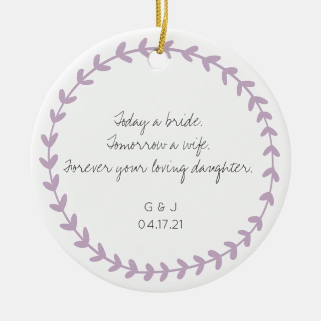 Föräldrarna Mor Far i Bride Tack Gift Julgransprydnad Keramik (Framsidan)