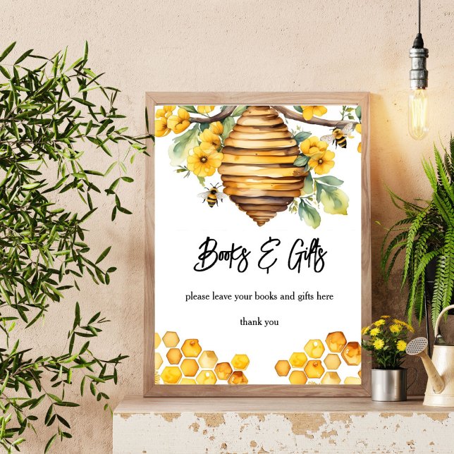 Föräldrarna till bihonungsbin, skyltar med babydus (Parents to bee honey bee baby shower books and gifts table sign personalized decor)