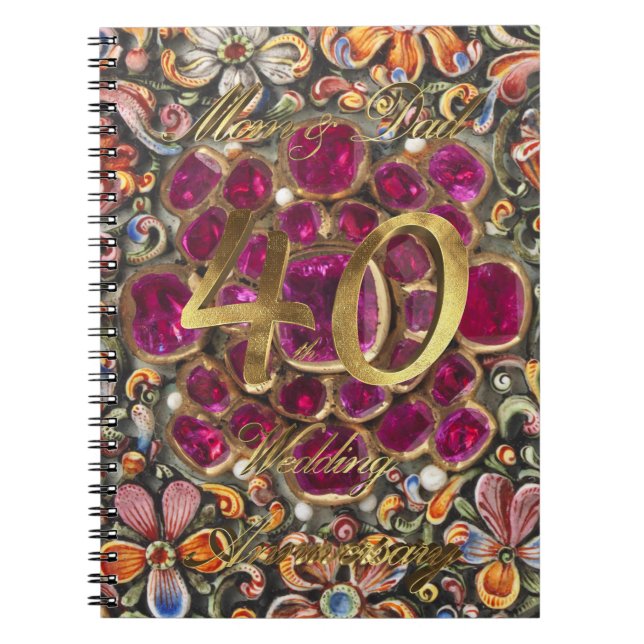 Föräldrarnas 40:e Bröllop-årsdag i Ruby Bröllop Anteckningsbok (Framsidan)