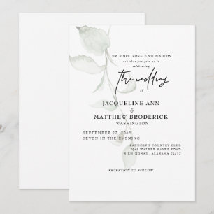 Föräldrarnas bröllop - enkel botaniska brickinbjud inbjudningar