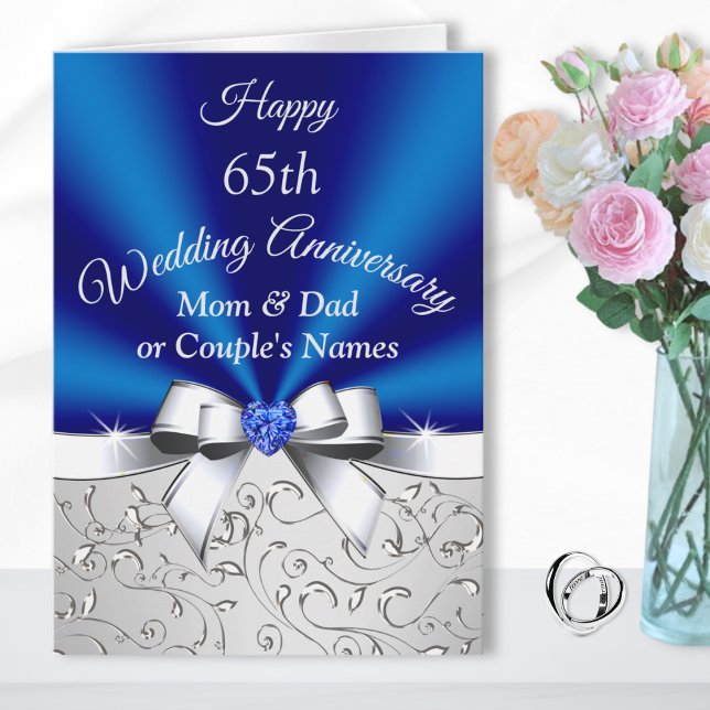 Föräldrarnas födelsedagskort i lycklig 65e Bröllop Kort (65th wedding anniversary cards for parents, grandparents. Sapphire anniversary card for grandparents)
