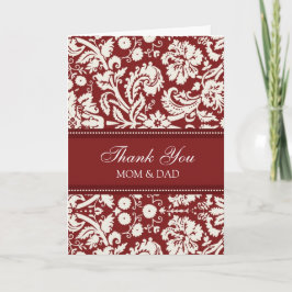 Föräldrars bröllopsdag Tack Korallröd Damask Kort