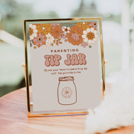 Föräldrarskylt för Groovy Baby Shower Parp Burk Poster