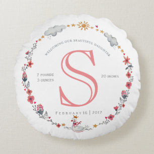 Föräldrarstatus för cute rosa svan baby rund kudde