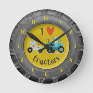 Föräldraskugga för lantpojkar i traktorgården älsk rund klocka