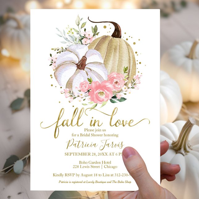 Förälska Bröllopsdusch Pumpkin Blommor Inbjudningar (Skapare uppladdad)