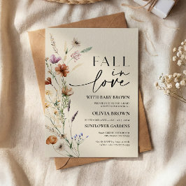 Förälska dig Beige Vildblomma Baby Shower Inbjudningar