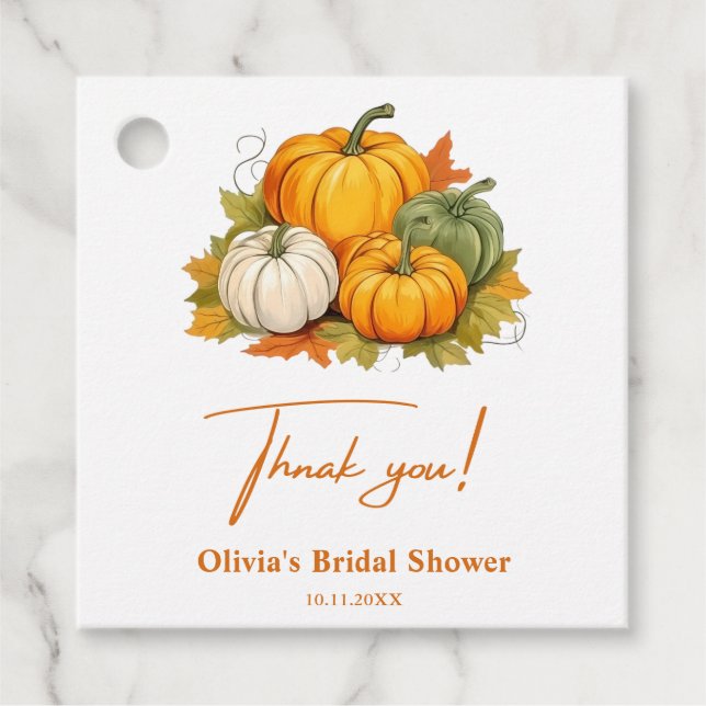 Förälska dig Höst Rustik Pumpa Bröllopsdusch  Gåvor Etiketter (Framsida)