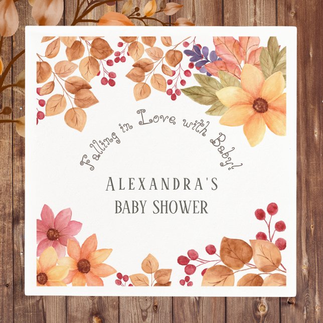 Förälska dig i Blommig Höst Bebis Shower Pappersservett (Skapare uppladdad)