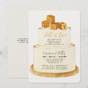 Förälska dig Neutral Höst Tårta Bebis Badr Inbjudningar