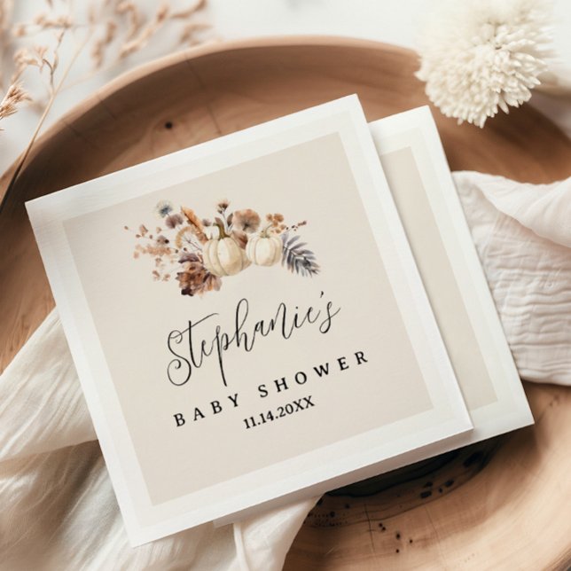 Förälska Dig Pumpa Baby Shower Pappersservett (Fall In Love Baby Shower Napkin)