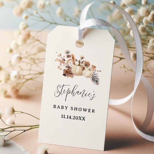 Förälska Dig Pumpa Baby Shower Presentetikett (Fall In Love Baby Shower Gift Tag)