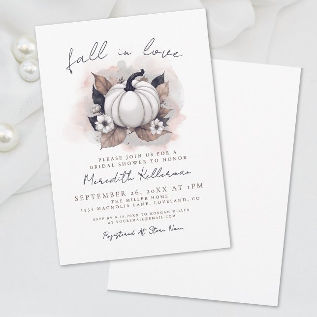 Förälska Dig Pumpa Bröllopsdusch Inbjudningar (Fall In Love Pumpkin Bridal Shower Invitation)