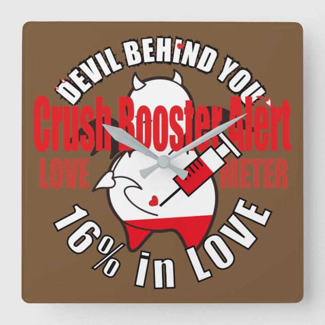 Förälskad gullig blyg djävulen fyrkantig klocka (Framsida)