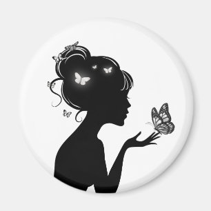 Förälskad i fjärilskvinna magnet