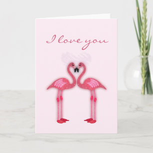 förälskad papershop för rosa flamingos kort
