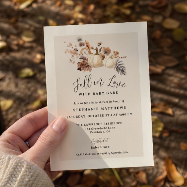 Förälskad Pumpa Bebis Shower Inbjudningar (Fall in Love Pumpkin Baby Shower Invitation)