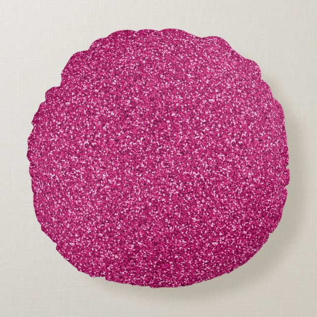 Förälskad rosa glitter rund kudde (Framsidan)