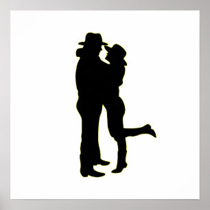 Förälskad Silhouette för Cowboy och för Cowgirl Poster