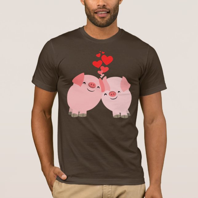 Förälskad T-tröja för gulliga tecknadgrisar Tee Shirt (Framsida)