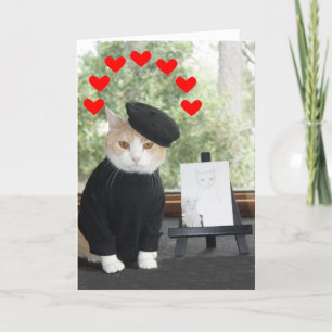 Förälskad valentin för kattkonstnär helgkort