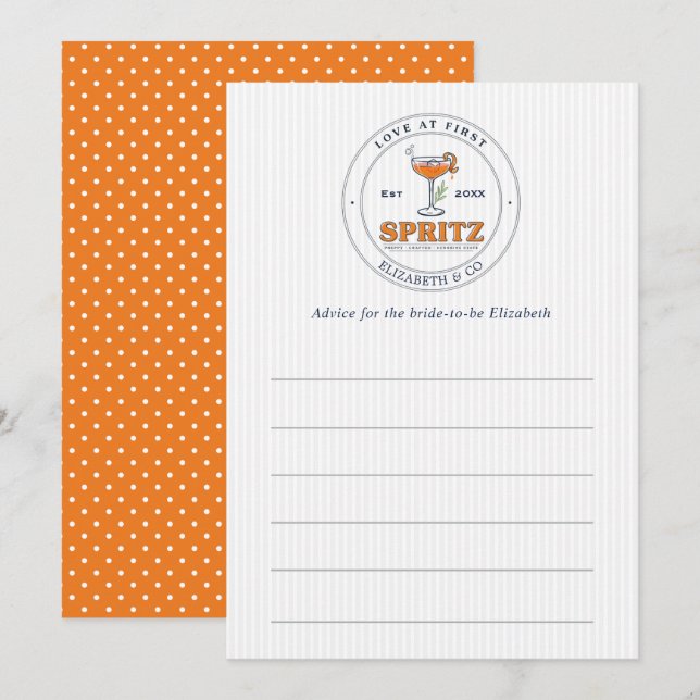 Förälskad vid första Spritz Bröllopsfest Rådkort (Fram/baksida)