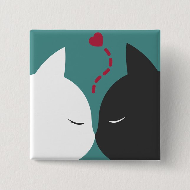 Förälskade enkla romantiska katter klämmer fast knapp (Framsida)