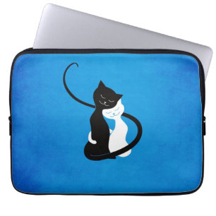 Förälskade gulliga katter för blått laptop fodral
