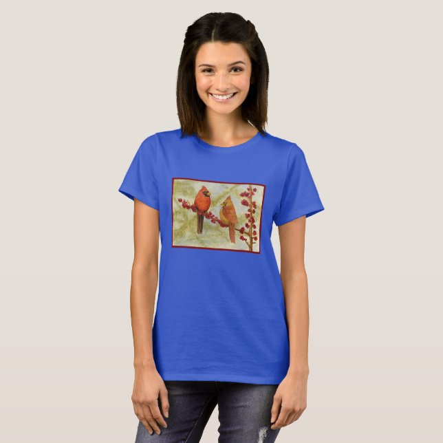 Förälskade kardinaler t-shirt (Hel framsida)